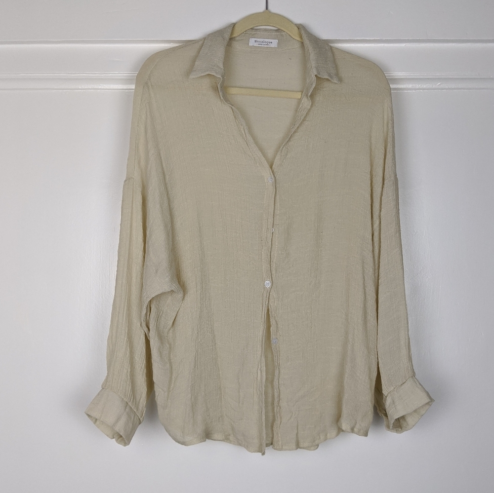 Monologue Crepe Long Sleeve Button Down Dolan Top